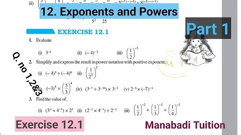 8th class maths |Chapter 12|Exponents and Powers| 💁‍♀️Exercise 12 .1 |Q no 1,2&3 |part 1|CBSE|NCERT|