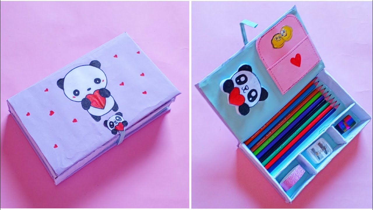 اصنع بنفسك طريقة عمل صندوق أقلام ورقي سهل للغاية ♥️ فكرة حرفية DIY How very easy paper pencil box