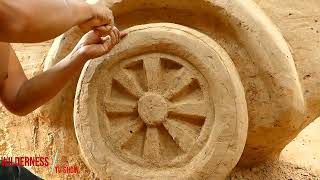 Hard Work to Build Underground House carves car Ford raptor with sofa 