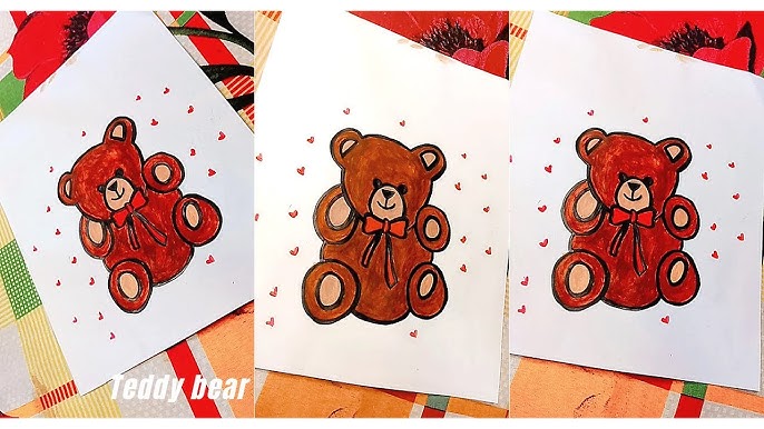 How to Draw a Teddy Bear Holding a Heart Easy 🧸❤️ 
