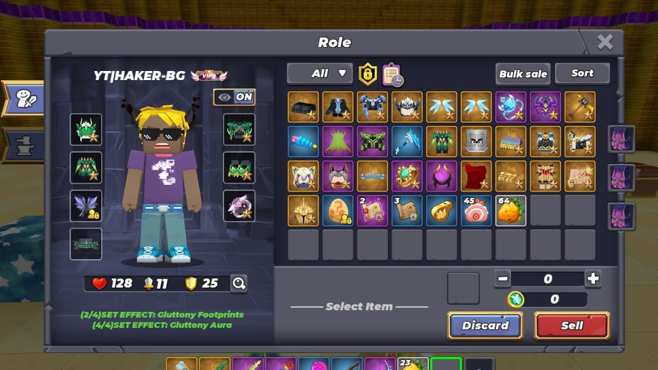 Test glutony set in event