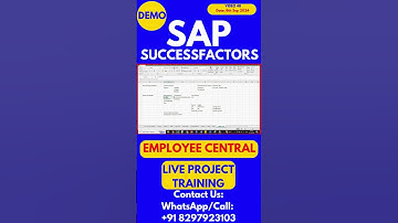 SAP SuccessFactors Employee Central Training Video 48: 8 Sep 2024 #sapsuccessfactorstraining
