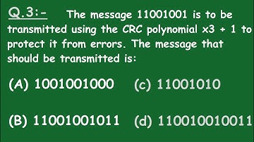 Q3. CRC | Computer Network | Gate pervious year question | SOLVED | GATE STAR | GATE CS-IT | #crc