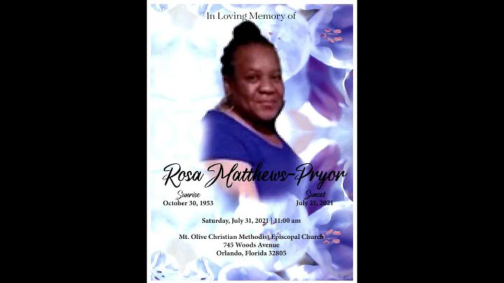 Rosa Matthews Pryor - Celebrate Of Life - October ...