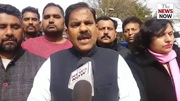 Chairman JKNPP Harsh Dev Singh along with party workers stages protest demonstration in Jammu