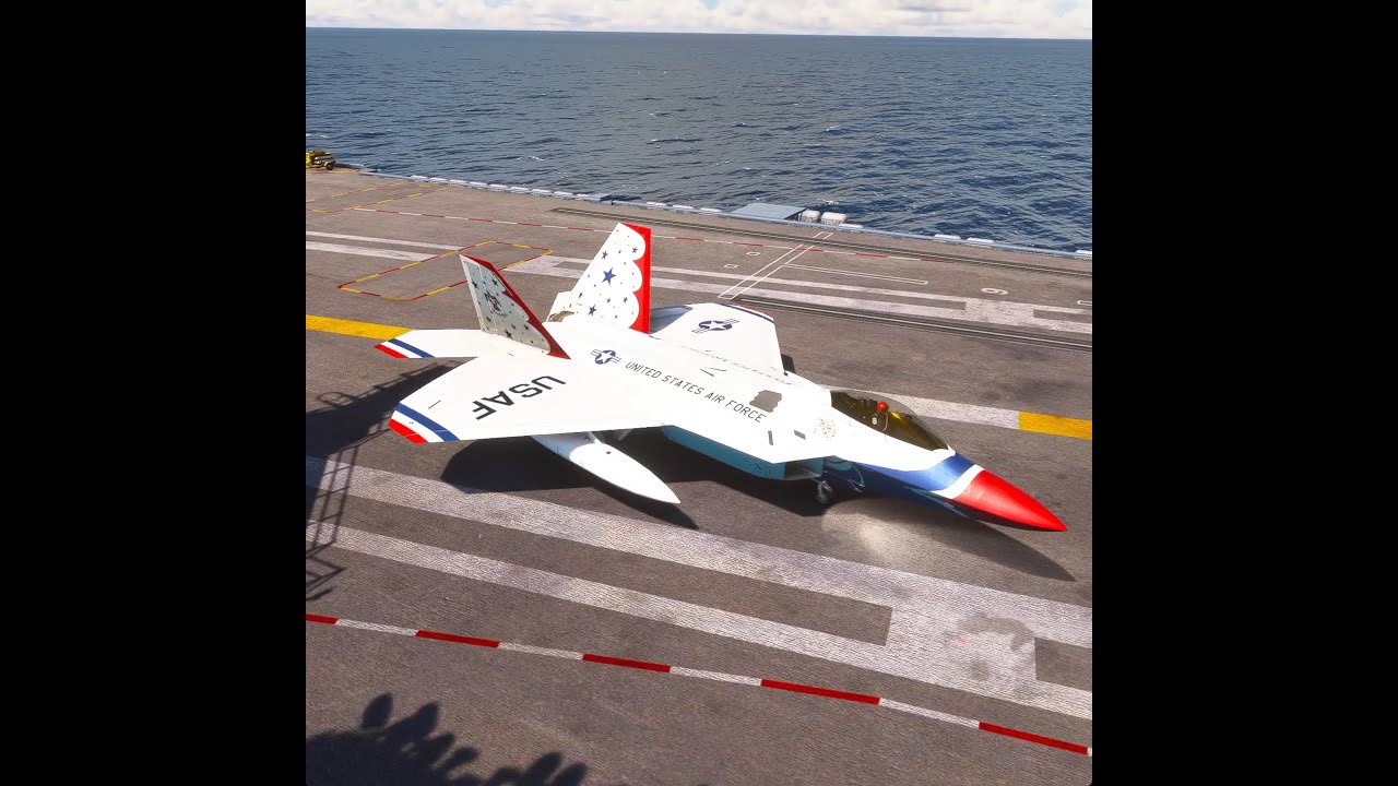 F-22A Raptor U.S. Air Force Thunderbirds Crazy Takeoff from The Aircraft Carrier