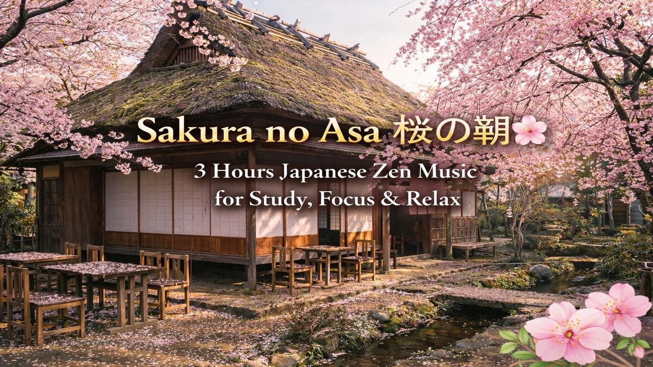 Sakura no Asa 桜の朝 🌸 3 Hours Japanese Zen Music for Study, Focus & Relax