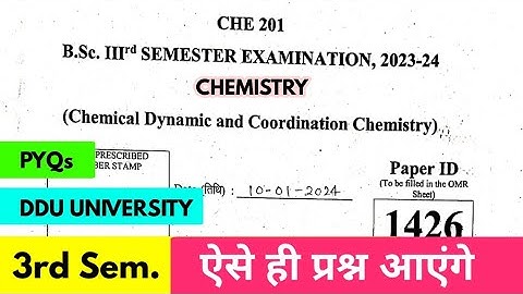 CHE 201F Answer Key 3rd Semester 2024 | Bsc 3rd Semester Chemistry Answer Key | CHE201F Answer Key