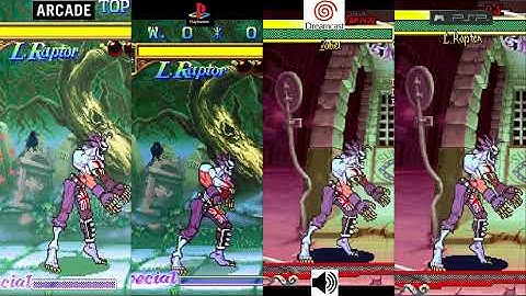 Darkstalkers Raptor Comparison Arcade VS PS1 VS Dreamcast VS PSP Console VS Console