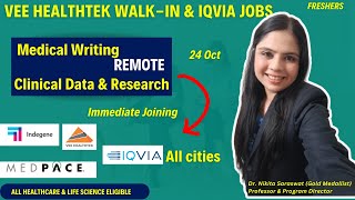 IQVIA, Indegene & Medpace hiring Freshers in Clinical Data, Medical Writing, Clinical Research & PV