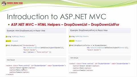 ASP.NET MVC (Lesson30) - ASP.NET MVC Với HtmlHelper DropDownList, DropDownListFor | TRUONG MINH TUAN