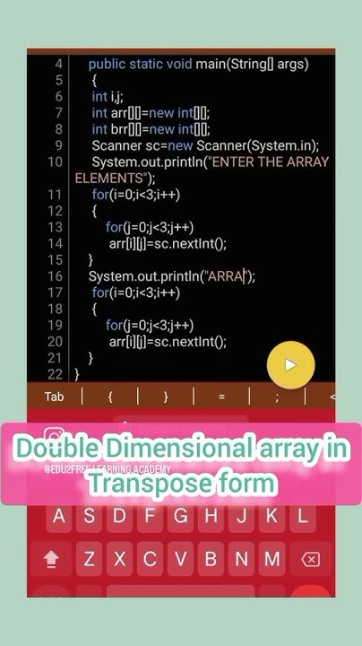 Transpose Matrix in Array #java programming by Er.Shashank Sir - YouTube