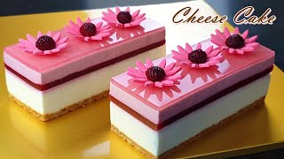 No-Bake / Eggless Recipe / How to make raspberry cheesecake / Without oven