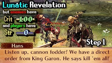 Revelation Step 1: Give all enemies 100% crit and all player units 0 strength and 0 magic