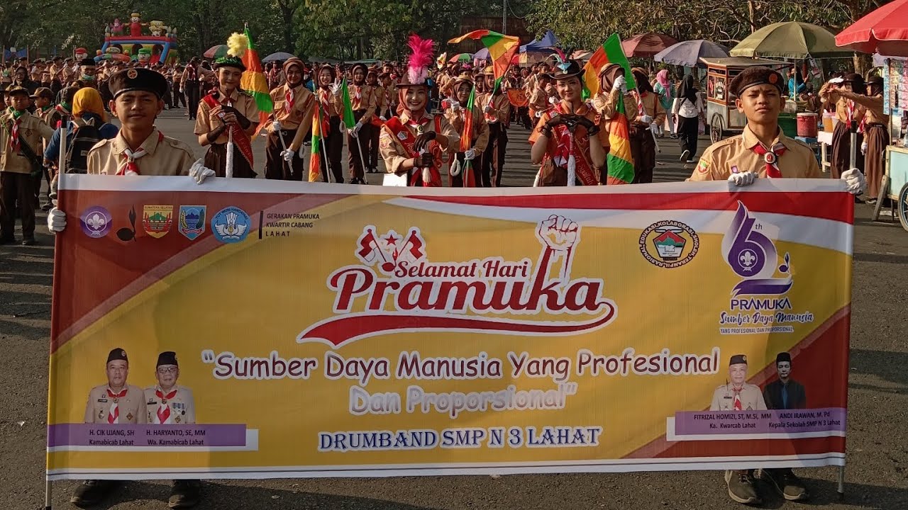 PAWAI HARI PRAMUKA KE-62 TAHUN 2023 - DRUM BAND SMPN 3 LAHAT.