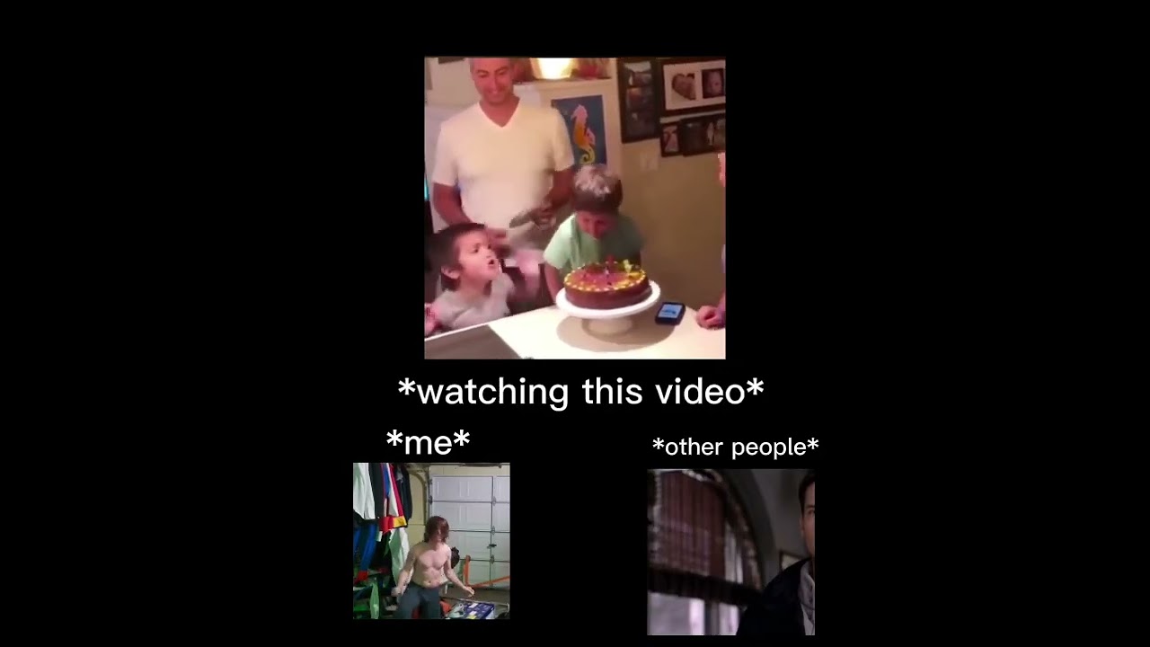 other People vs me watching little boy tries to blow out candle but gets blocked by a plate