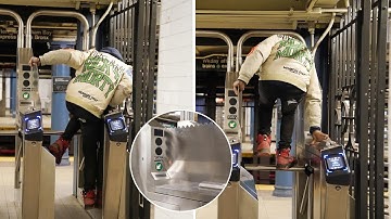 NYC fare evader jumps MTA turnstile spikes just 36 hours after install: 