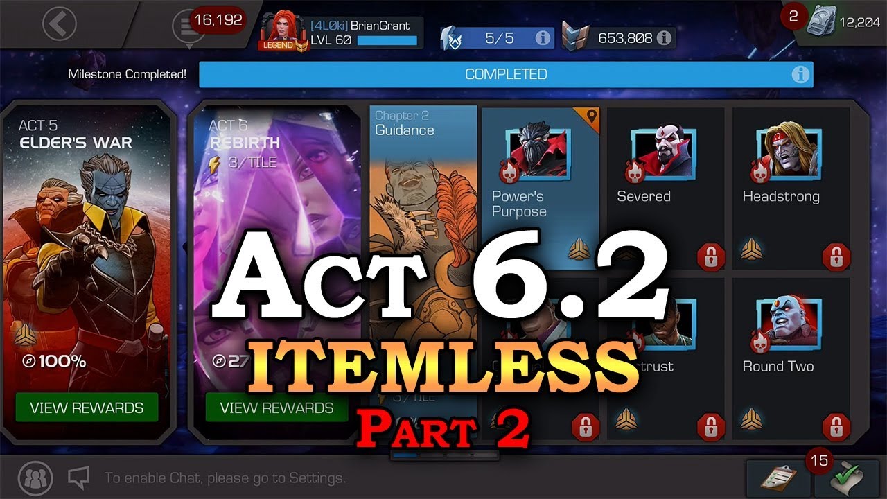 Act 6.2 - Itemless - Part 2 | Marvel Contest of Champions Live Stream