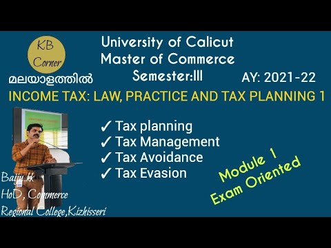 Tax Planning, Management, Avoidance, Evasion/M.com/B.com/Calicut University മലയാളത്തിൽ