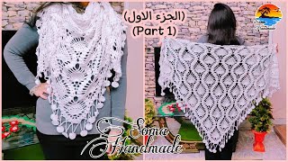 كروشيه شال سهل بغرزة الاناناسة للمبتدئين 👌👌 (الجزء الاول)|| Crochet 🌹 pineapple shawl for beginners