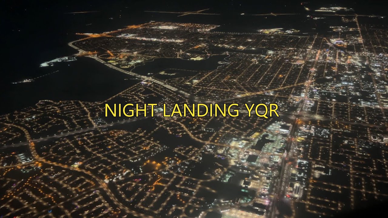NIGHT LANDING YQR RUNWAY 13 SOUTH