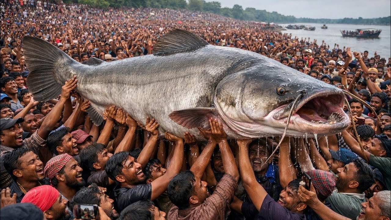 বিশাল বড় বড় বোয়াল মাছ বিক্রি করা হচ্ছে দর্শক 