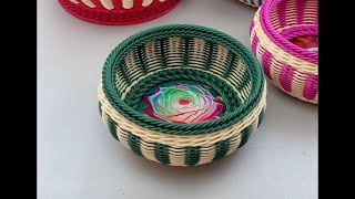 DIY Weaving Tutorial PE Rattan Basket with Acrylic Base & Hole Design #diy #handmade #craft