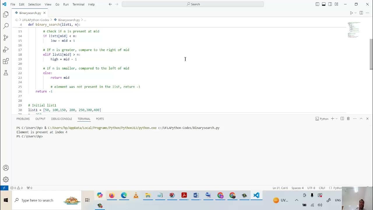 Binary Search Algorithm Code - YouTube