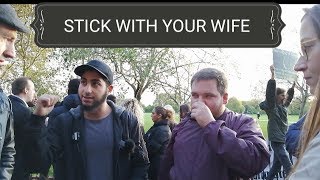 STICK WITH YOUR WIFE UNTIL YOU DIE!? MOHAMMED ALI VS CHRISTIANS.....SPEAKERS CORNER