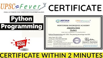 UPSC FEVER Certificate | Python Programming| Free Quiz Certificate | Free Certificate