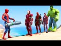 GTA 5 Water Ragdolls Spiderman vs Team Superheroes Iron Man & Hulk Jumps/Fails (Funny Moments)