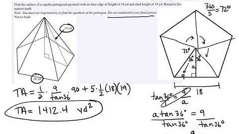 Find the surface area and volume of a pentagonal pyramid