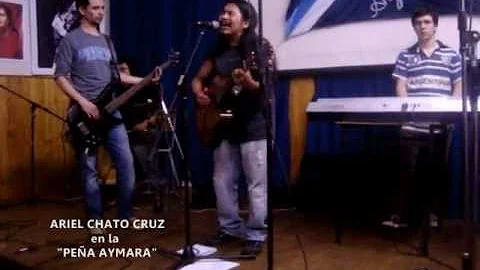 Bruno Arias, Ariel Chato Cruz y Wauqe en la "Peña Aymara"