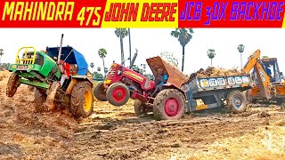 Mahindra 475 Stuck in Mud | John Deere 5042 D | JCB 3DX Backhoe | Tractor videos / Palleturi Village