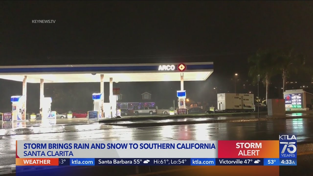 Storm brings rain and snow to Southern California - YouTube