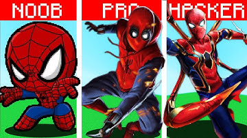 SPIDER MAN NOOB VS PRO VS HACKER Minecraft Pixel Art