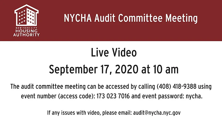 NYCHA Audit and Finance Committee Meeting - September 17, 2020 at 10:00am