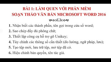Word 2016 Bài 1 Những điều cơ bản cần biết