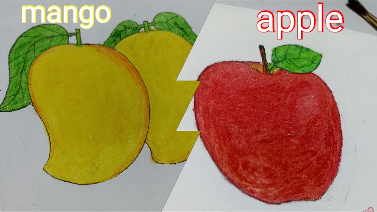 drawing mango & apple // easy drawing of mango & apple // shorts 