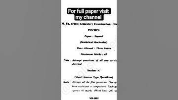 MSc physics 1st semester Vikram University Ujjain previous year question paper #mscphysics