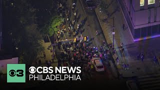 Pro-Palestinian protesters march near Penn