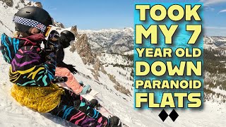 TOOK MY 7 YEAR OLD DOWN DOUBLE BLACK DIAMOND PARANOID FLATS AT MAMMOTH MOUNTAIN