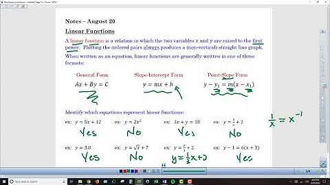 Alg2 Chapter 1-2 Linear Functions - Lesson Video 1