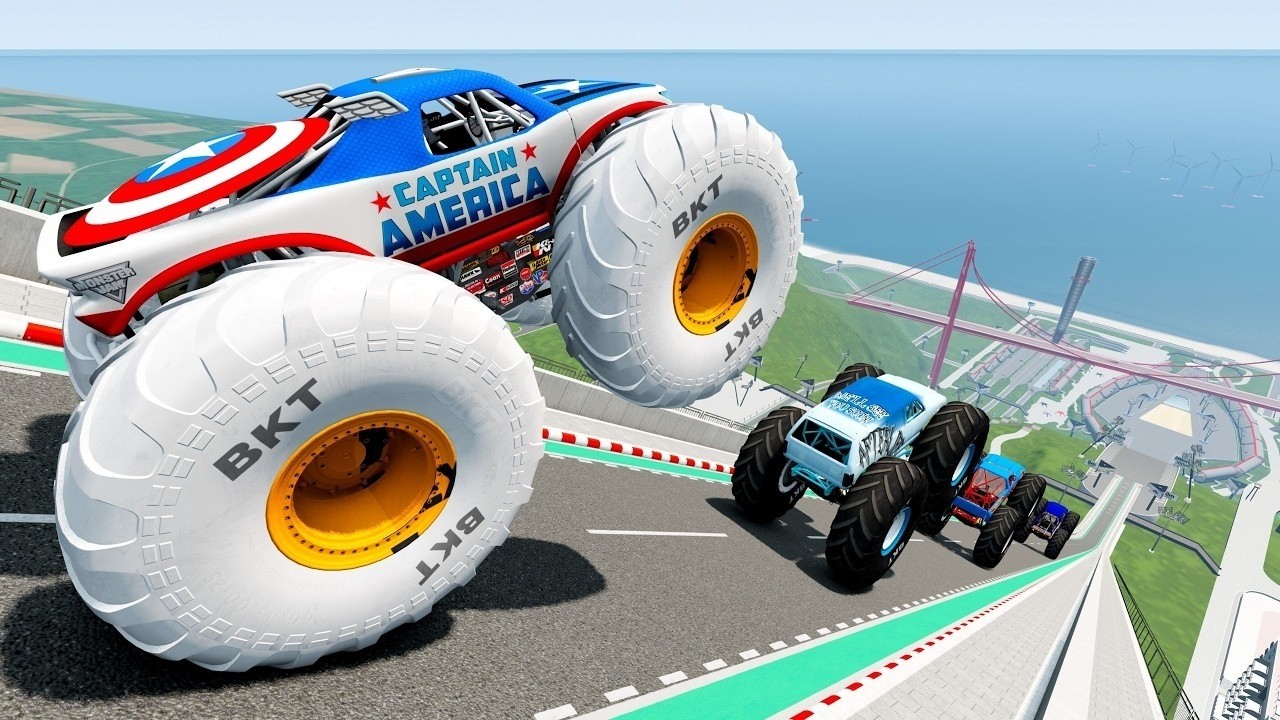 Epic Hight Speed MONSTER Truck Jumps & Crashes # 38 in BeamNG Drive/ Gameplay/ AGA Studios