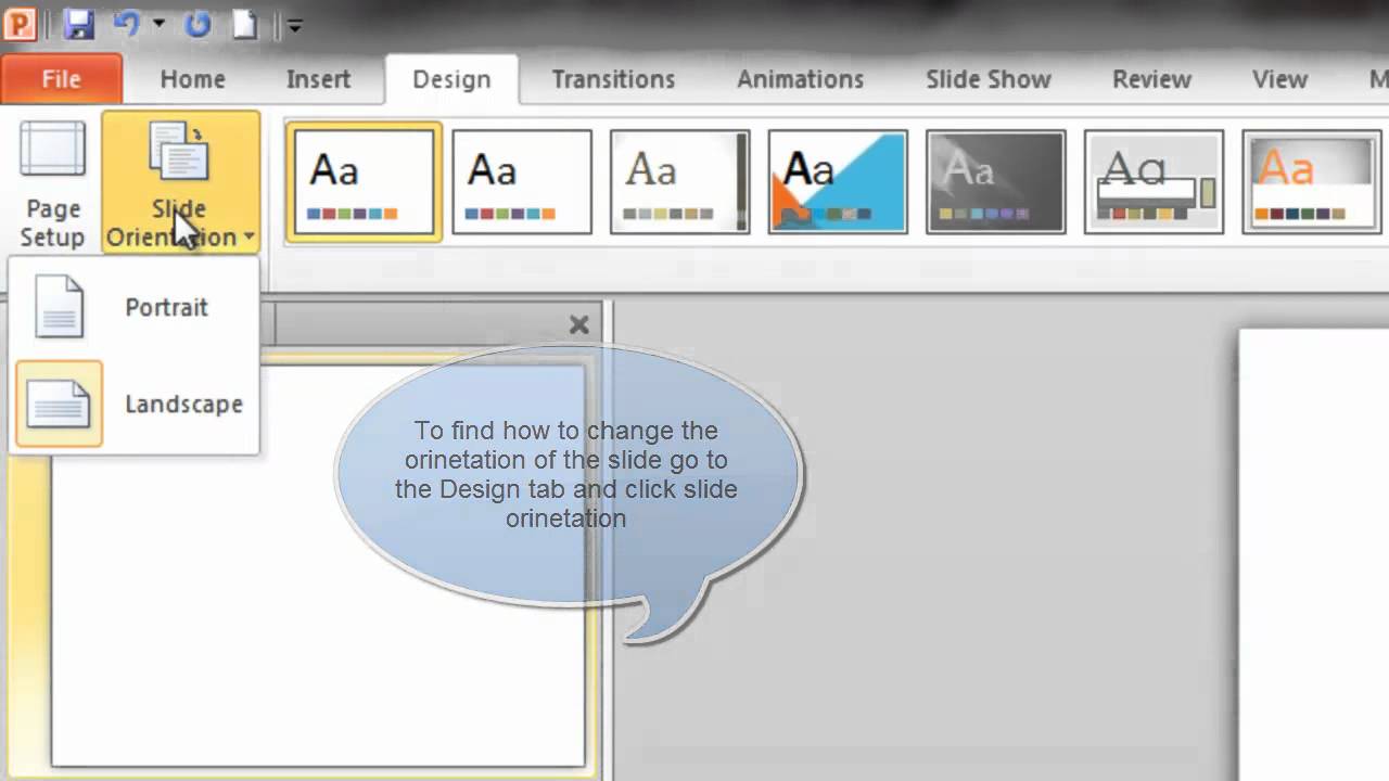 powerpoint presentation landscape to portrait