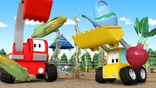 Tiny Trucks - The FARM - Kids Animation with Street Vehicles Bulldozer, Excavator & Crane