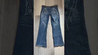 Turn 2 skinny jeans into 2000s low rise bootcut embroidery jeans, upcycle sewing idea inspo tutorial
