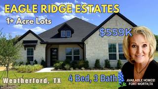 Eagle Ridge Estates | New Home For Sale | 1  Acre Lots | $559K | Bluebonnet Plan | Weatherford, TX