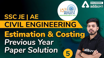 Estimation and Costing ( set-5) | Previous Year Paper Solution |SSC JE | RAJ. JE | CIVIL ENGINEERING