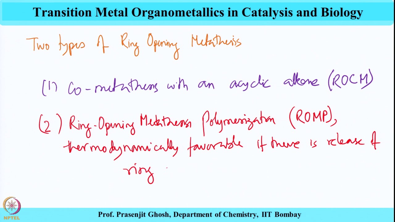 Week 5-Lecture 22 : Ring Opening Metathesis (Part-1)